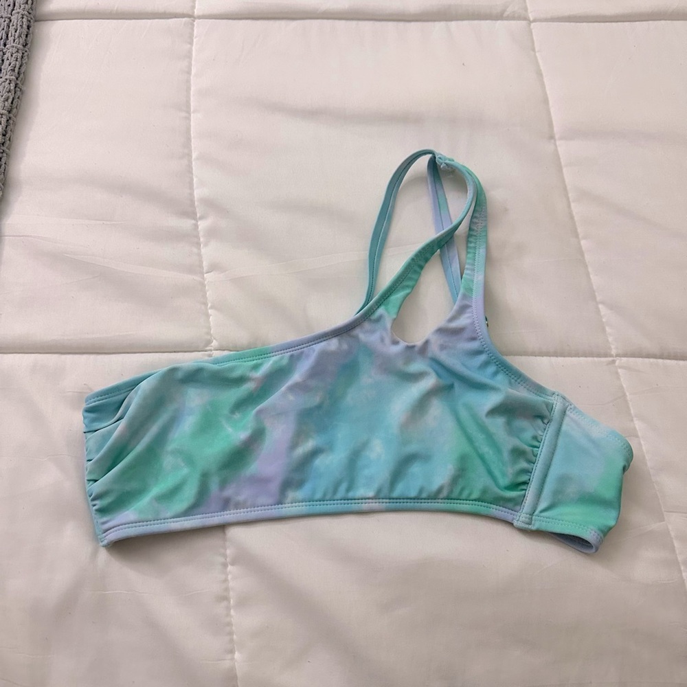 Target Swim colorful one shoulder top w/ keyhole